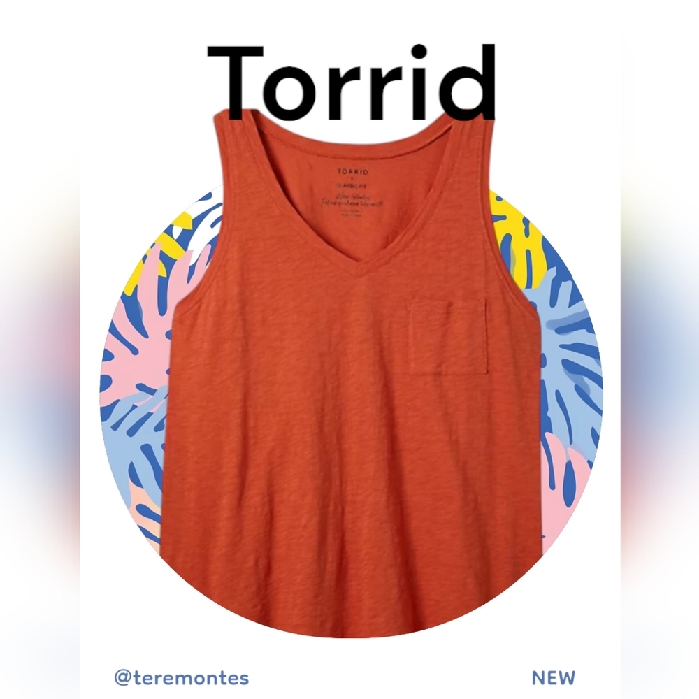 NEW! Torrid  POCKET HERITAGE SLUB V-NECK TANK Sz 1X
